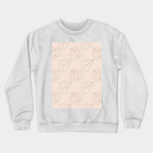 Brown contours of flowers and leaves on a beige background. Refined lines, plants, silhouettes Crewneck Sweatshirt